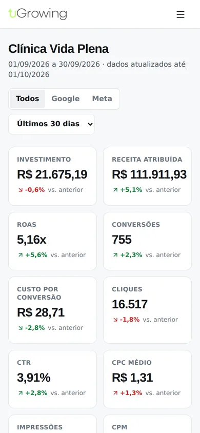 Portal do Cliente no celular (dados de demonstração)